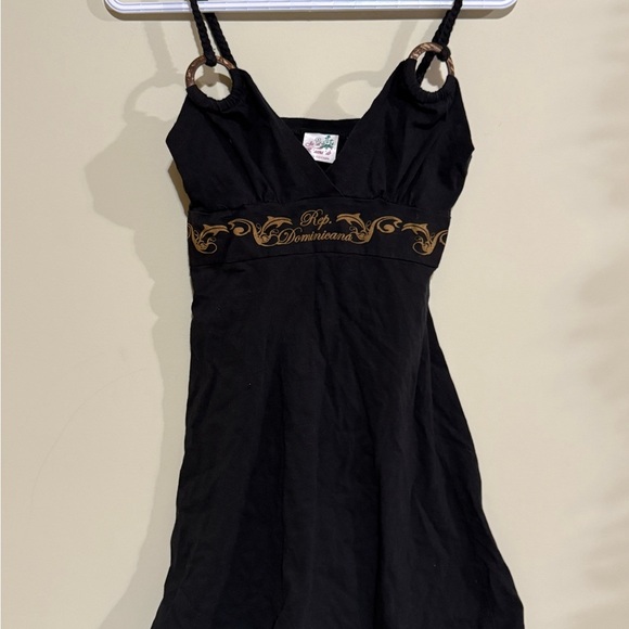 Black and Gold Spaghetti Strap Top - Picture 2 of 4